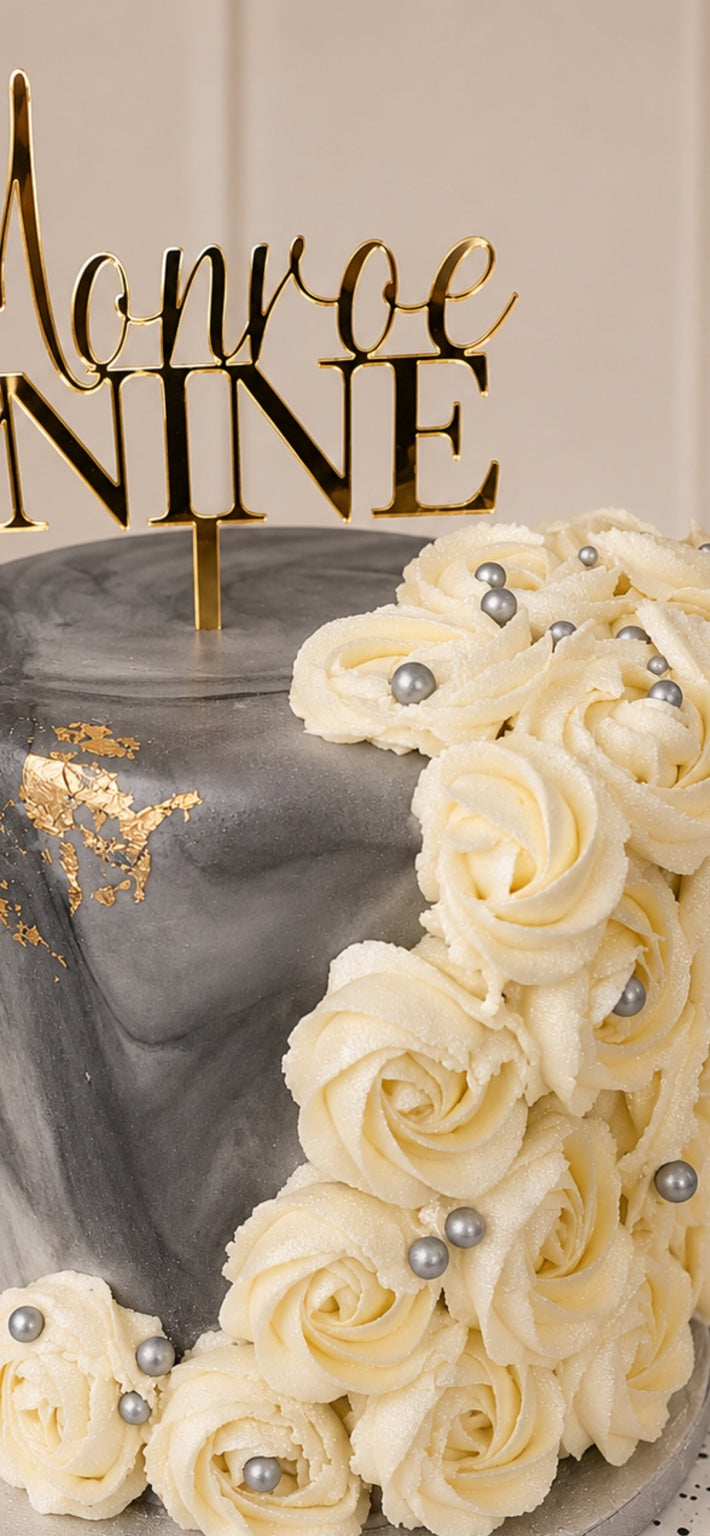 Grey Marble Rose Celebration Cake