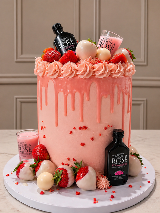 Tequila Rose Strawberry Drip Cake