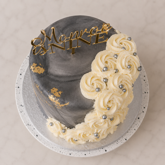 Grey Marble Rose Celebration Cake