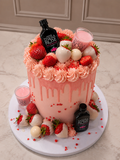 Tequila Rose Strawberry Drip Cake
