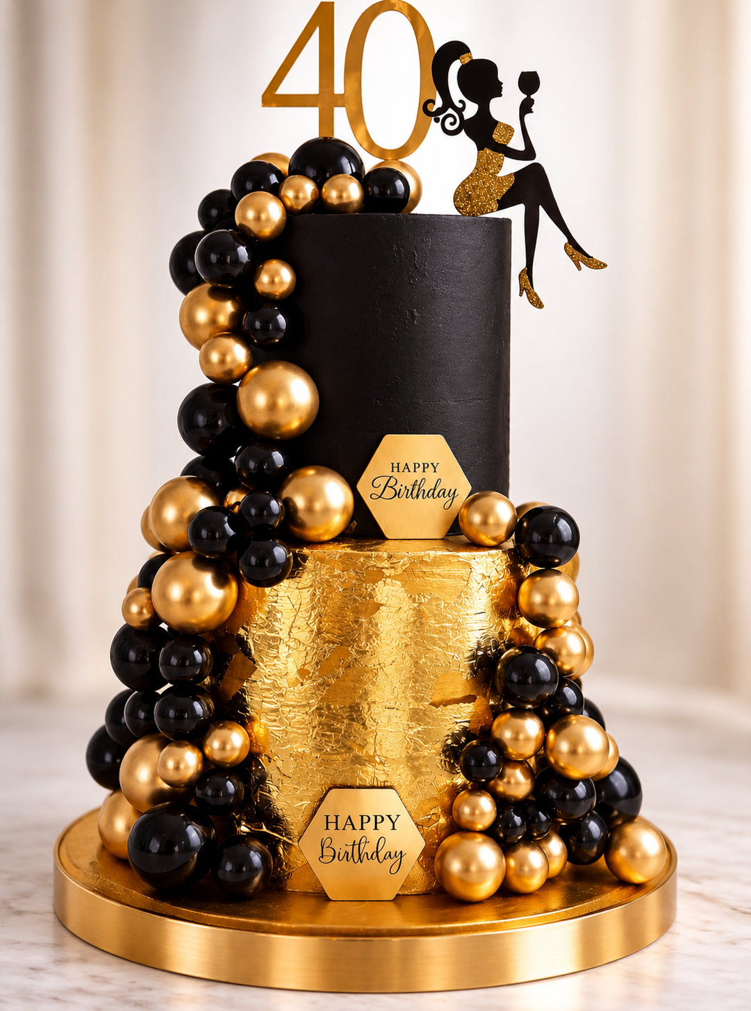 Black & Gold Luxury Celebration Cake