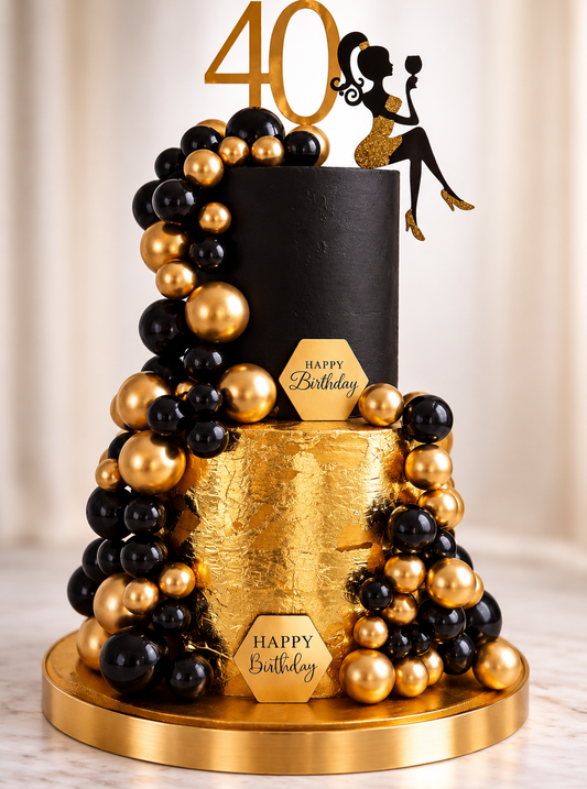 Black & Gold Luxury Celebration Cake