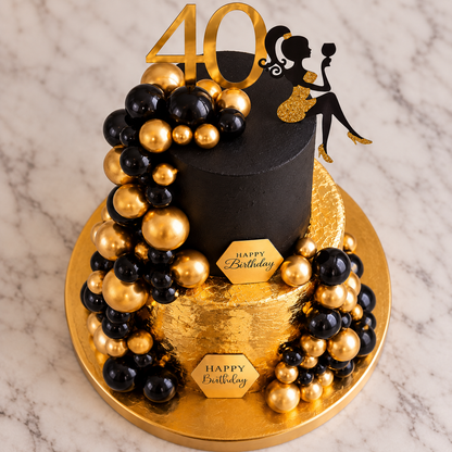 Black & Gold Luxury Celebration Cake